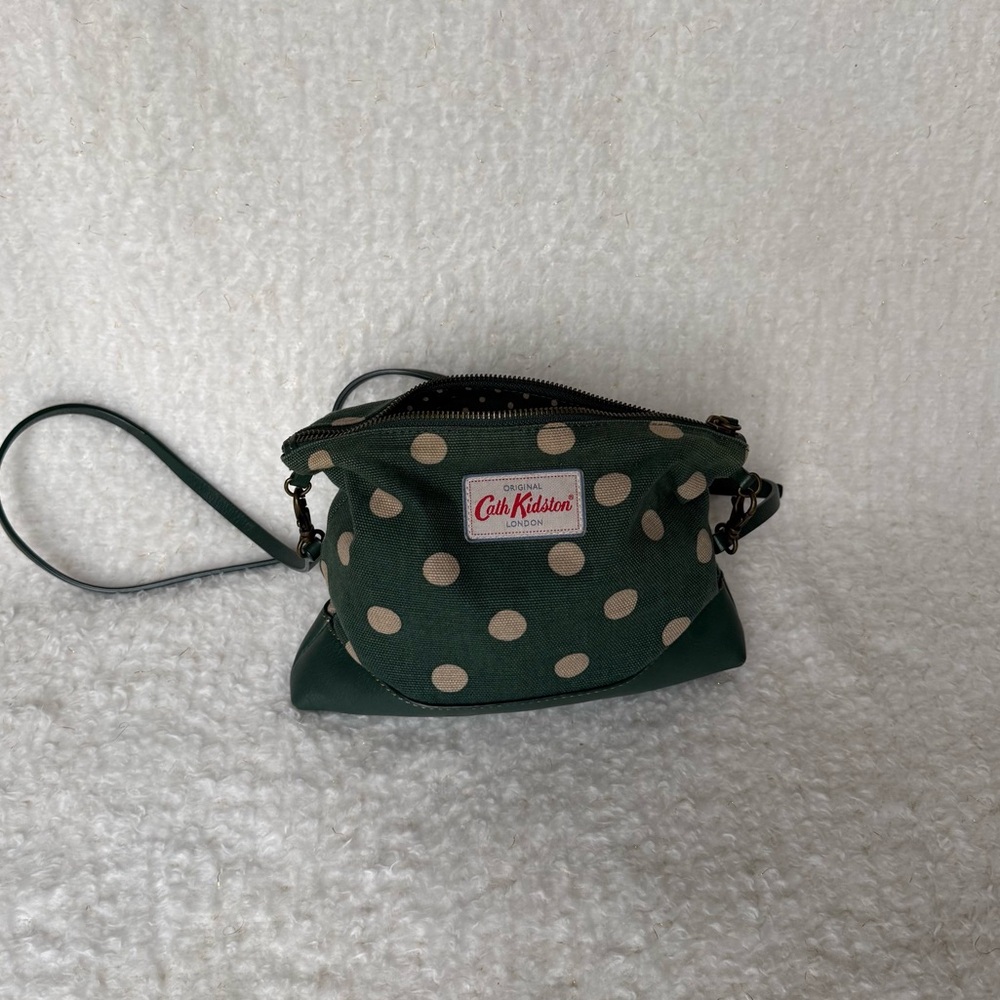 Cath Kidston Small Canvas Cross Body Bag Polka Dot Dark Green